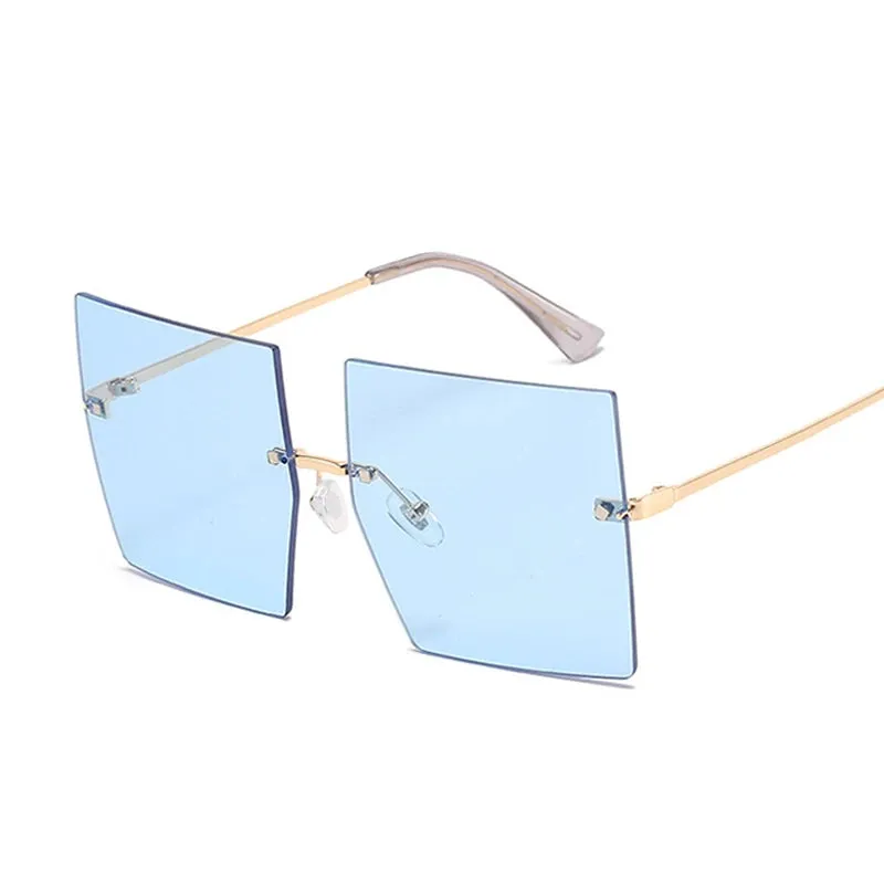 FZ Luxury Oversized Rimless Vintage Square Sunglasses