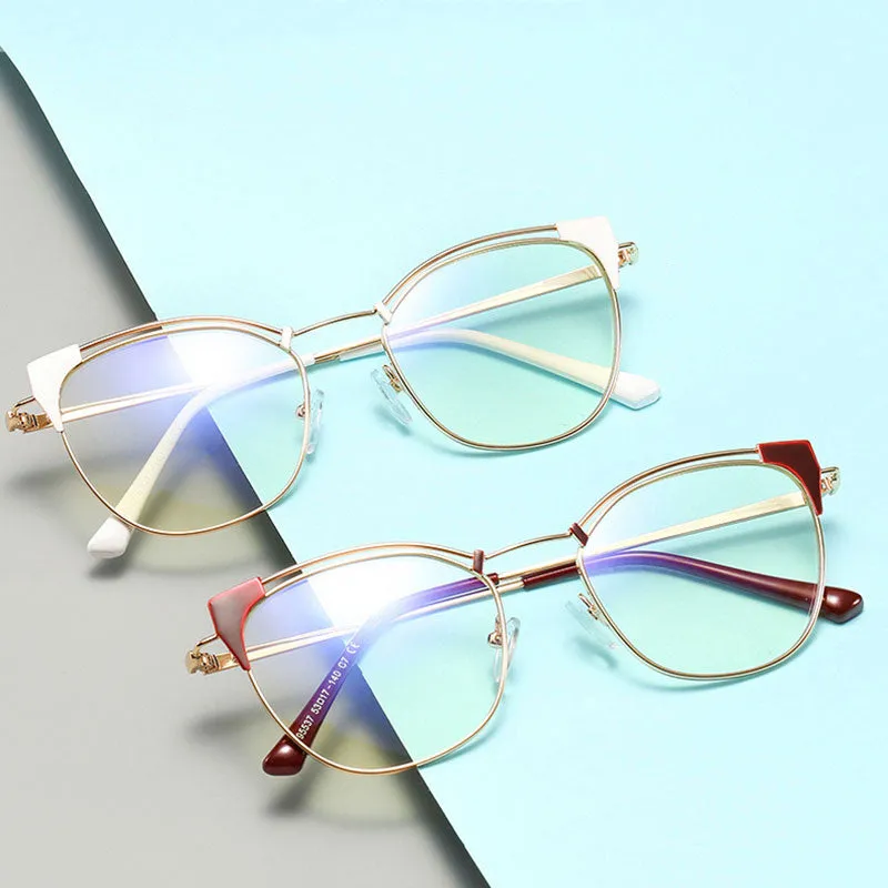 Hotony Unisex Full Rim Cat Eye Alloy Frame Eyeglasses L95537