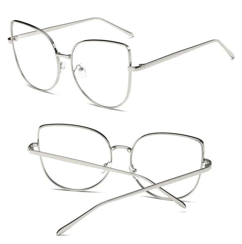 Hotony Women's Full Rim Alloy Cat Eye Frame Eyeglasses 3449