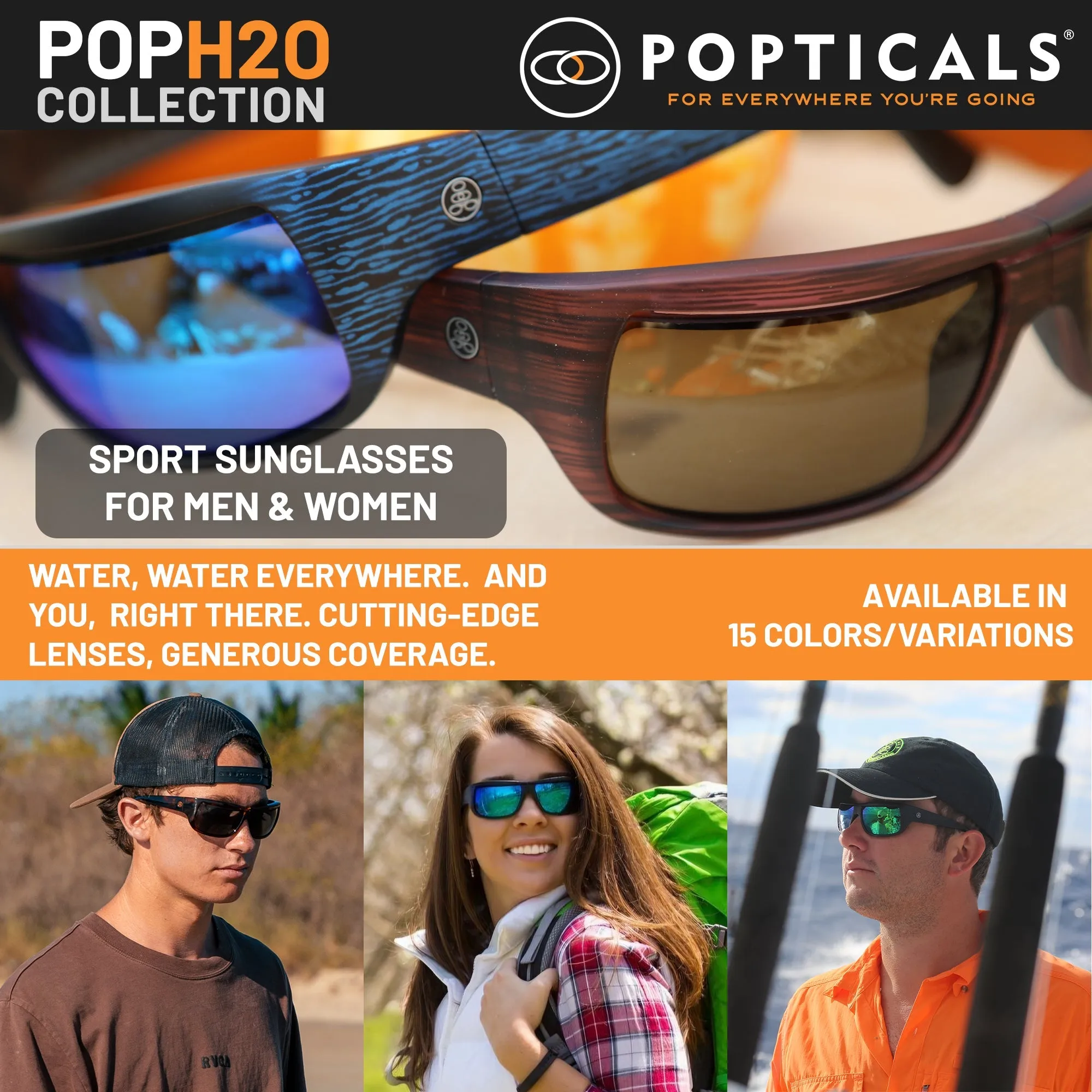 POPH2O | Polarized, Matte Black, Green Mirror