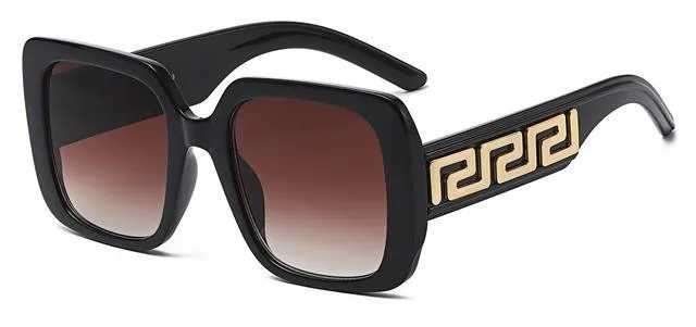 Small Thick Frames Greek Pattern Retro Butterfly Sunglasses